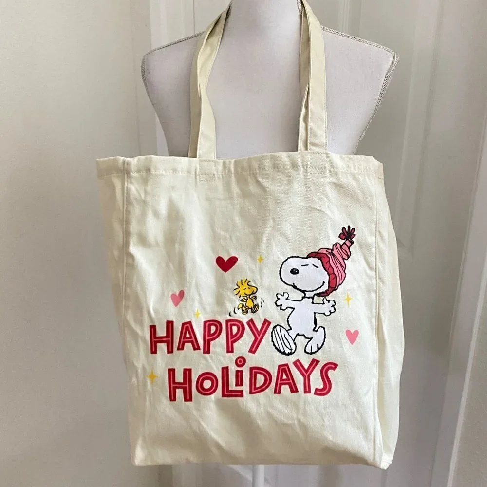 American Eagle Snoopy Happy Holidays Canvas Tote Bag
